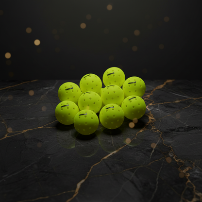 10 Ascend pickleballs on luxury marble background